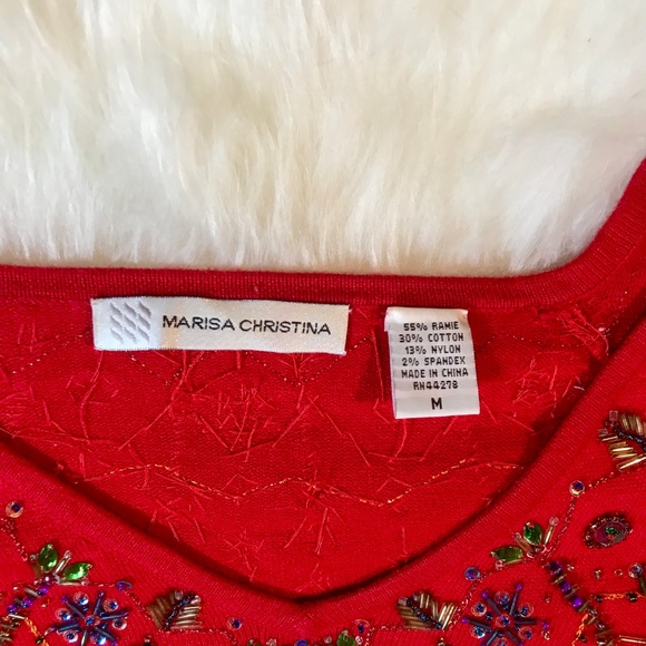 Marisa Christina Beaded Jeweled Christmas Sweater - Picture 6 of 8